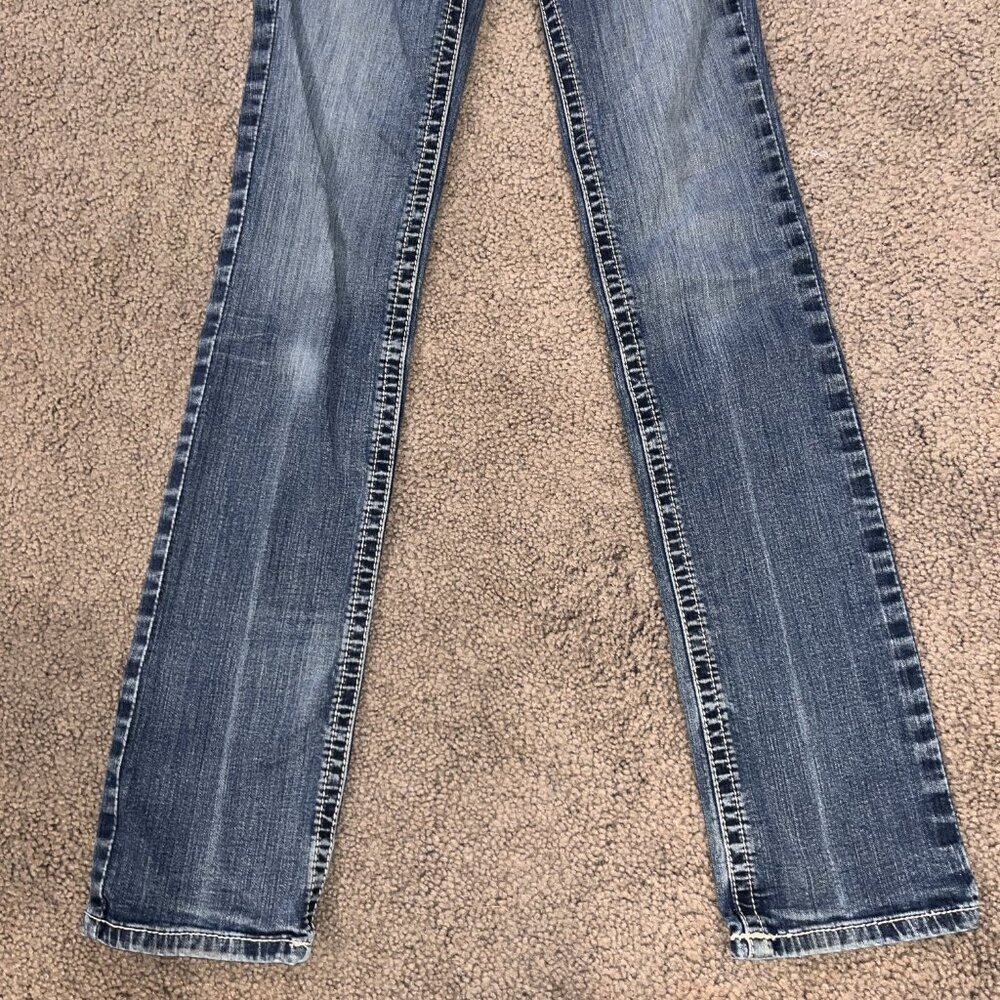 ARIAT REAL DENIM LOW RISE WESTERN BOOT CUT JEANS - W26" L35" EXTRA LONG TALL - Picture 4 of 16